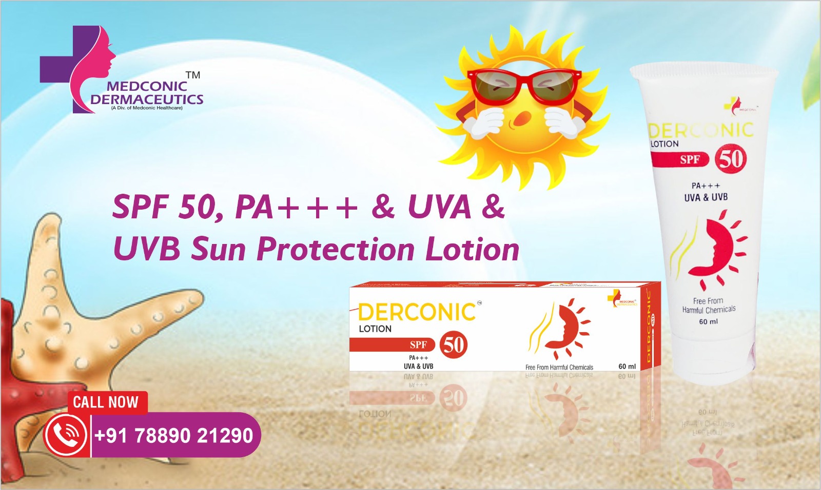 SPF 50, PA+++ & UVA & UVB Sun Protection Lotion