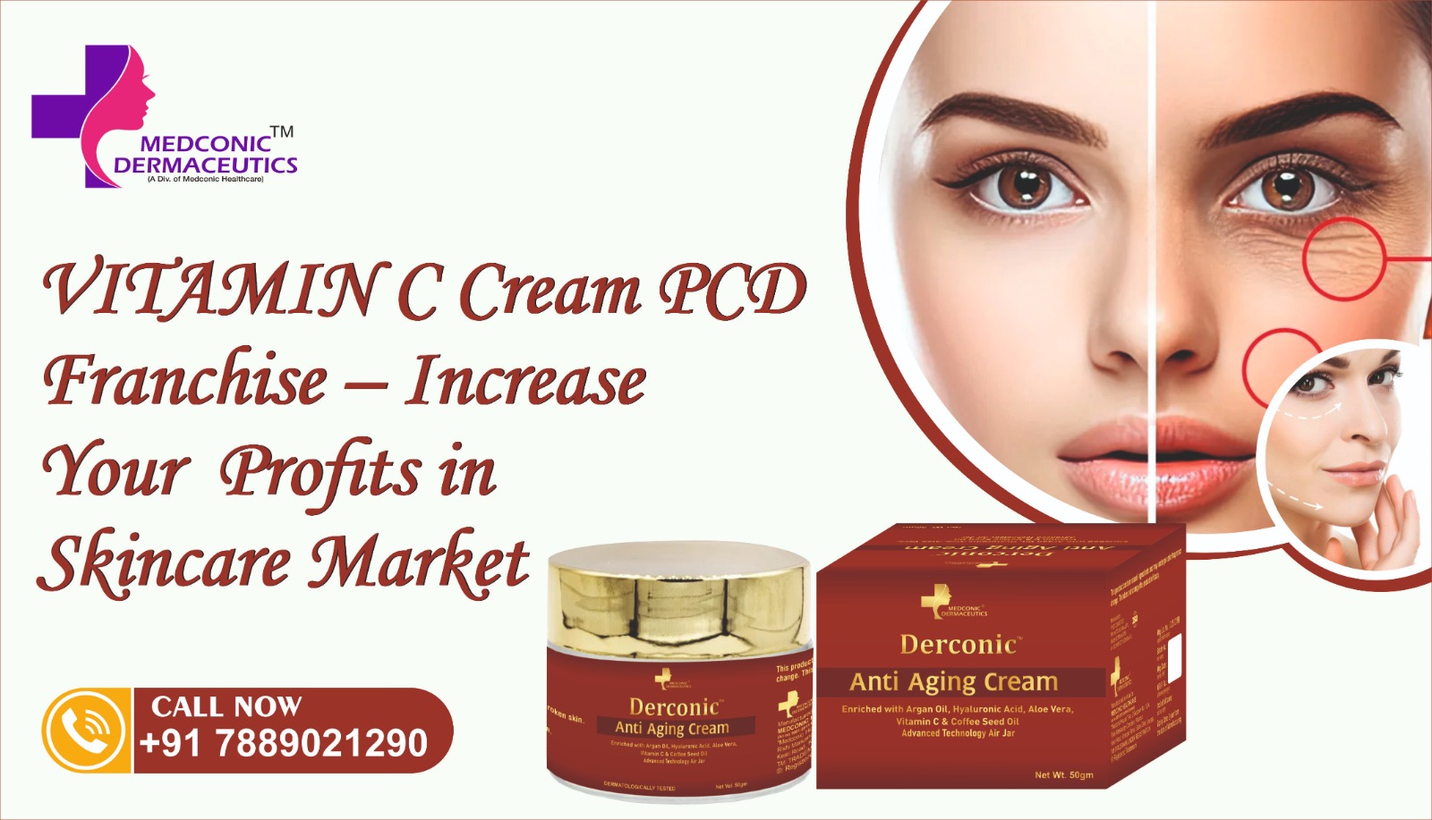 DERCONIC ANTI-AGING - HYALURONIC ACID ALOE VERA EXT VITAMIN C COFFEE SEED OIL & OTHER INGREDIENTS (CREAM)